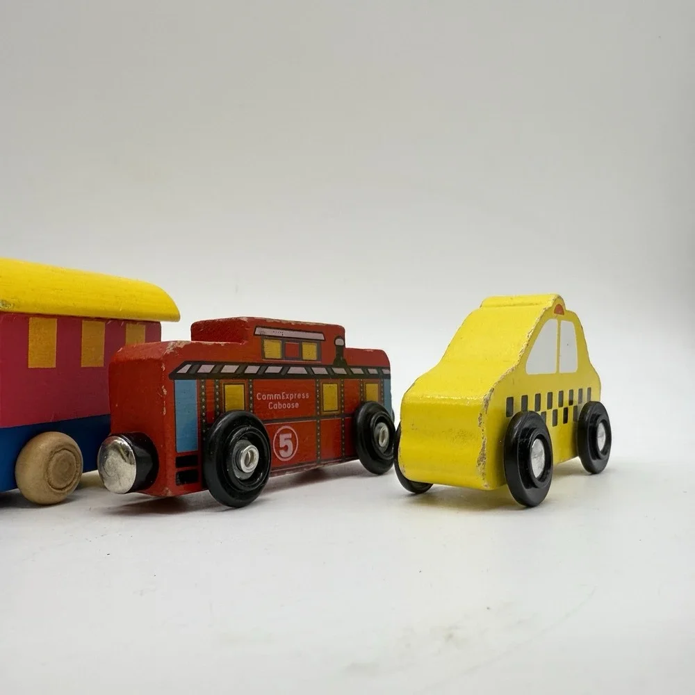 Mixed Lot Of‎ Wooden Cars Some Magnetic And Mixed Brands Lot Taxi